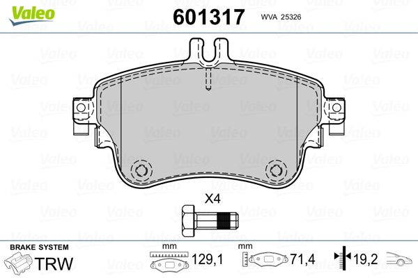 VALEO 601317 Brake Pad Set, disc brake