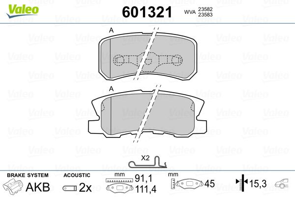 VALEO 601321 Brake Pad Set, disc brake