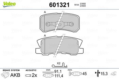 Brake Pad Set, disc brake VALEO 601321
