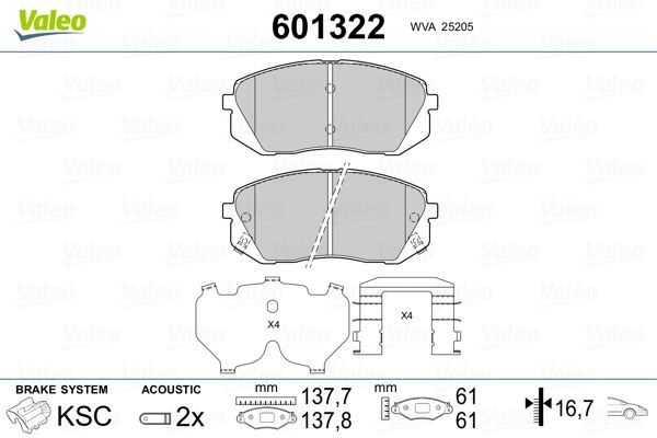 VALEO 601322 Brake Pad Set, disc brake