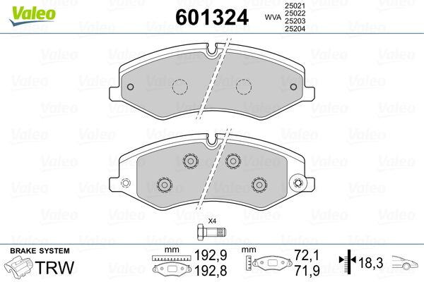 VALEO 601324 Brake Pad Set, disc brake