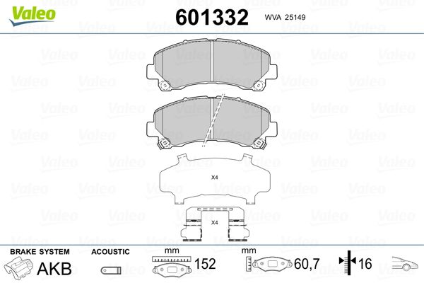 VALEO 601332 Brake Pad Set, disc brake