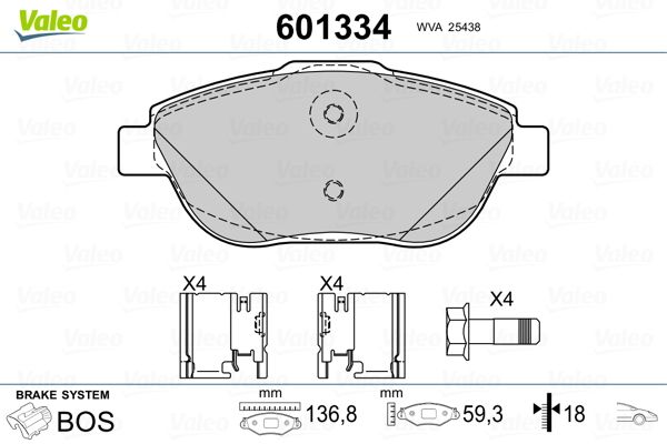 VALEO 601334 Brake Pad Set, disc brake