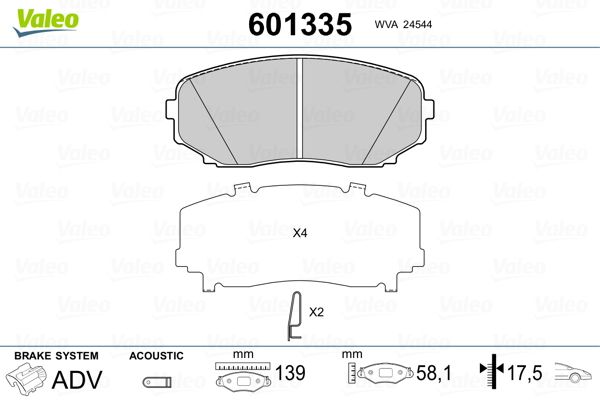 VALEO 601335 Brake Pad Set, disc brake