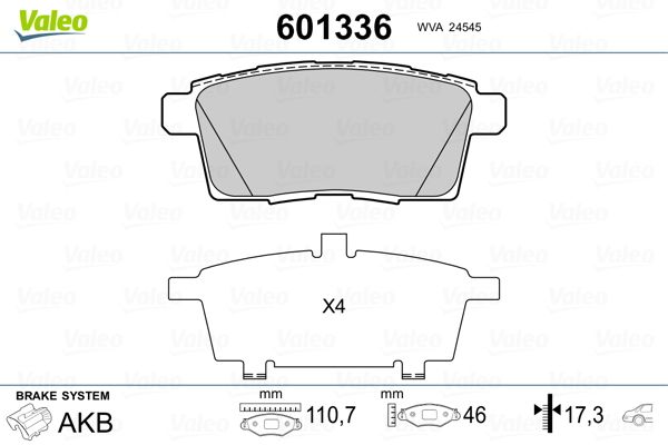 VALEO 601336 Brake Pad Set, disc brake