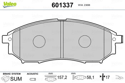 Brake Pad Set, disc brake VALEO 601337
