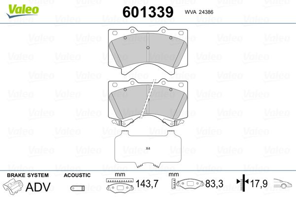 VALEO 601339 Brake Pad Set, disc brake