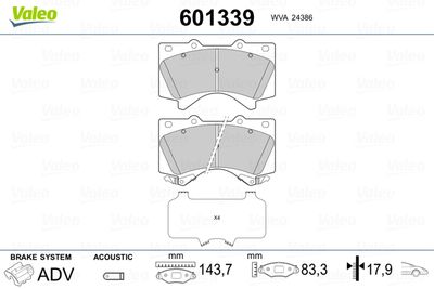 Brake Pad Set, disc brake VALEO 601339