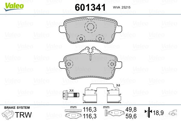 VALEO 601341 Brake Pad Set, disc brake