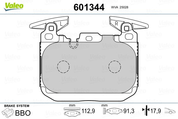 VALEO 601344 Brake Pad Set, disc brake