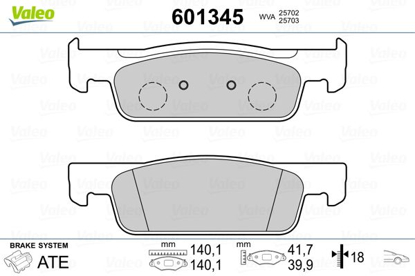 VALEO 601345 Brake Pad Set, disc brake