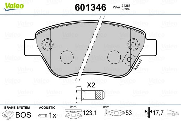 VALEO 601346 Brake Pad Set, disc brake