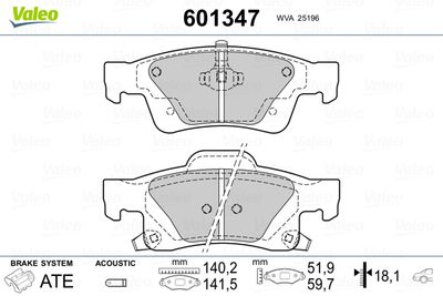 Brake Pad Set, disc brake VALEO 601347