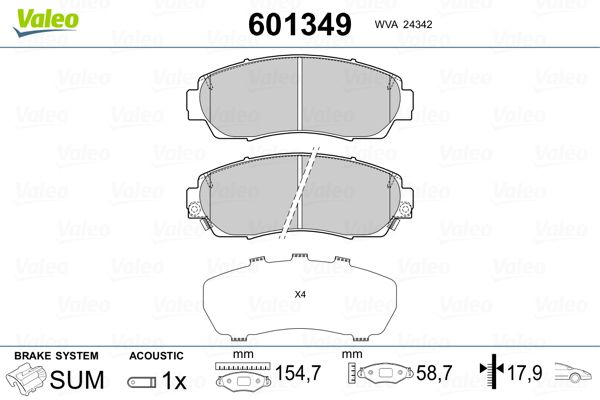 VALEO 601349 Brake Pad Set, disc brake