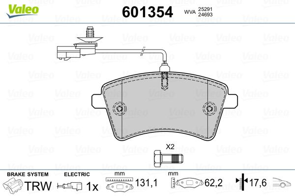 VALEO 601354 Brake Pad Set, disc brake