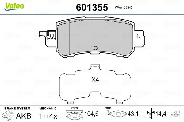 VALEO 601355 Brake Pad Set, disc brake