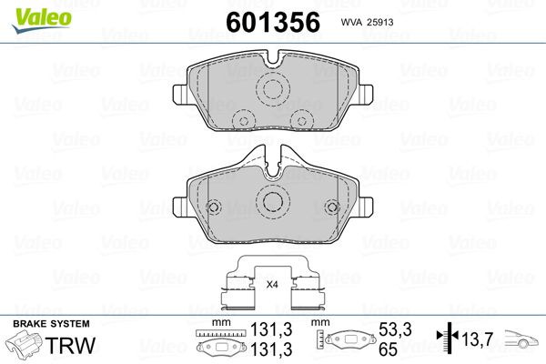 VALEO 601356 Brake Pad Set, disc brake