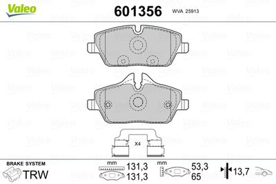 Brake Pad Set, disc brake VALEO 601356