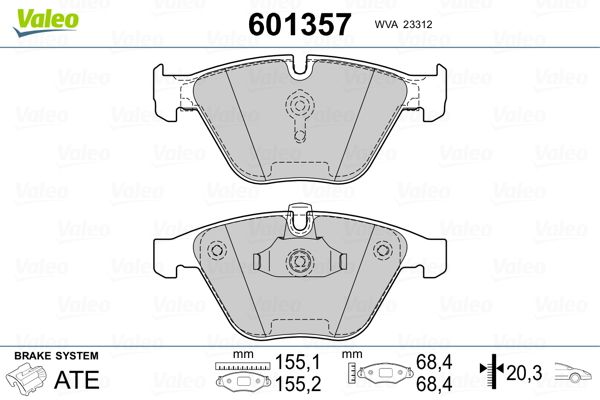 VALEO 601357 Brake Pad Set, disc brake