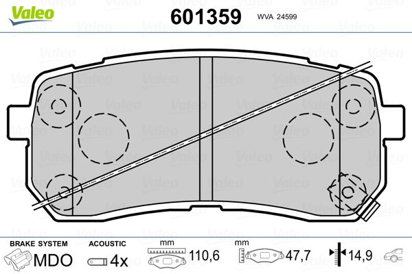 VALEO 601359 Brake Pad Set, disc brake