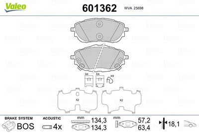 Brake Pad Set, disc brake VALEO 601362