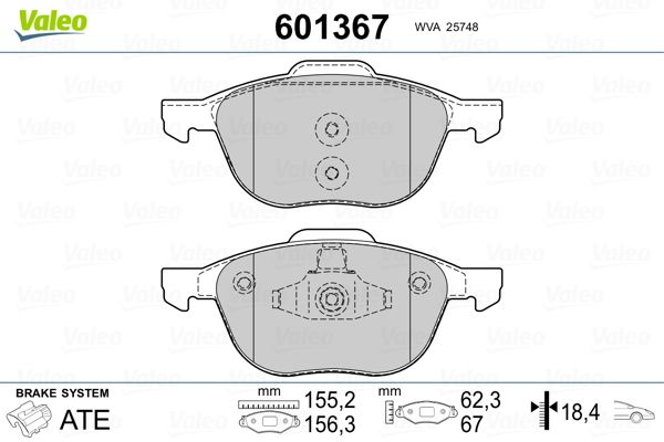 VALEO 601367 Brake Pad Set, disc brake