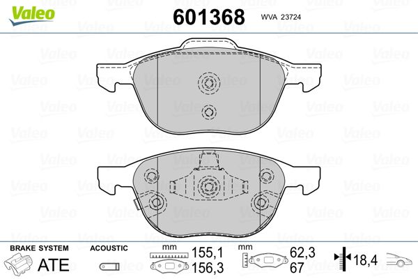 VALEO 601368 Brake Pad Set, disc brake