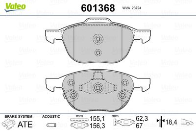 Brake Pad Set, disc brake VALEO 601368