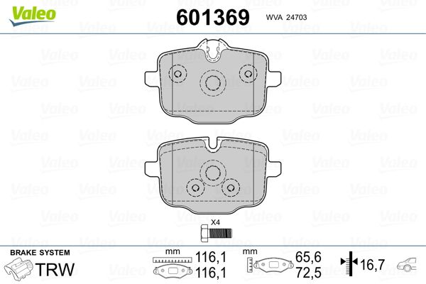 VALEO 601369 Brake Pad Set, disc brake