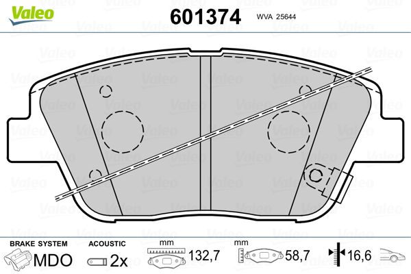 VALEO 601374 Brake Pad Set, disc brake