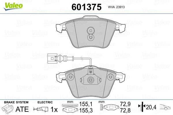 VALEO 601375 Brake Pad Set, disc brake