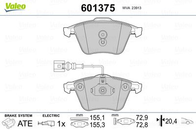 Brake Pad Set, disc brake VALEO 601375