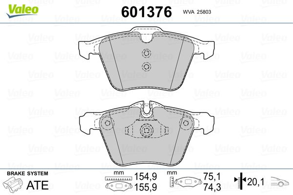 VALEO 601376 Brake Pad Set, disc brake