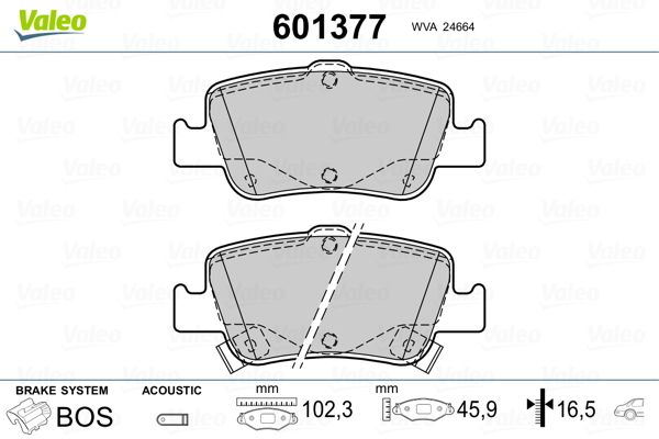 VALEO 601377 Brake Pad Set, disc brake