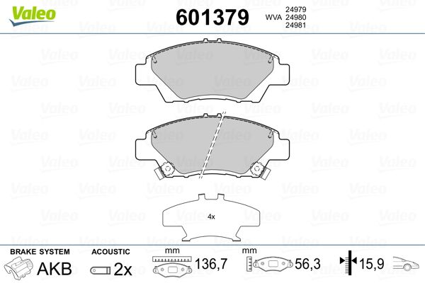 VALEO 601379 Brake Pad Set, disc brake