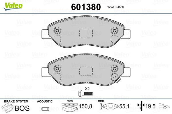 VALEO 601380 Brake Pad Set, disc brake