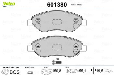 Brake Pad Set, disc brake VALEO 601380