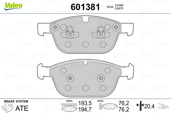 VALEO 601381 Brake Pad Set, disc brake