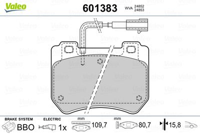 Brake Pad Set, disc brake VALEO 601383