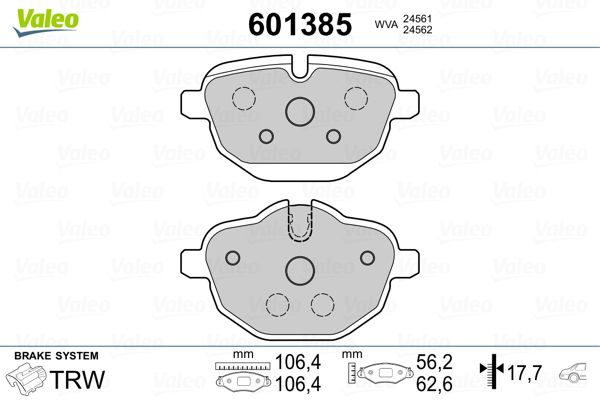 VALEO 601385 Brake Pad Set, disc brake