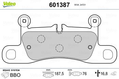 Brake Pad Set, disc brake VALEO 601387