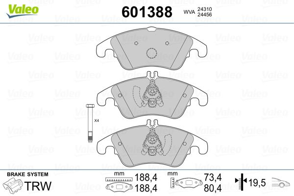 VALEO 601388 Brake Pad Set, disc brake