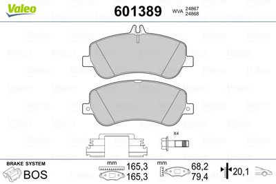 Brake Pad Set, disc brake VALEO 601389