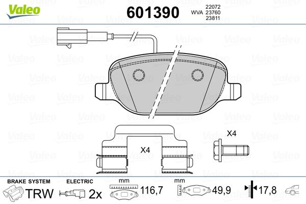 VALEO 601390 Brake Pad Set, disc brake