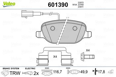 Brake Pad Set, disc brake VALEO 601390