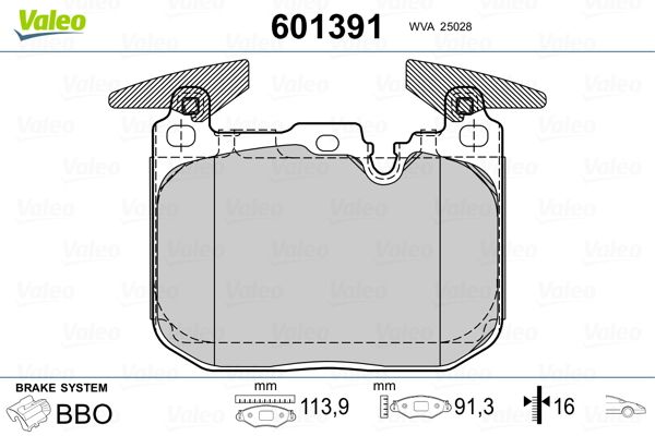 VALEO 601391 Brake Pad Set, disc brake