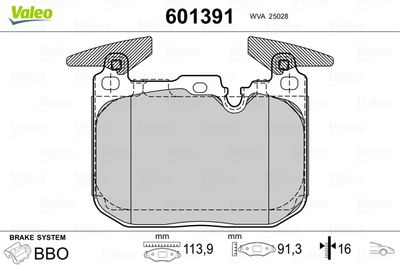 Brake Pad Set, disc brake VALEO 601391