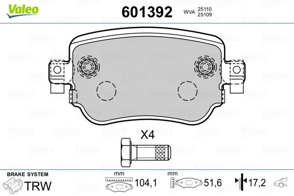 VALEO 601392 Brake Pad Set, disc brake