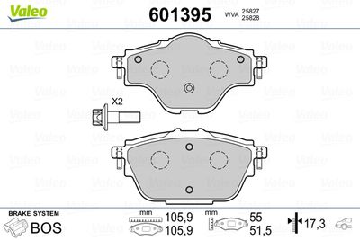 Brake Pad Set, disc brake VALEO 601395