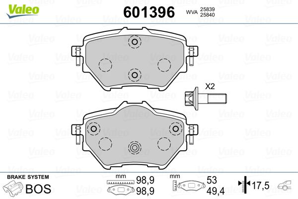 VALEO 601396 Brake Pad Set, disc brake